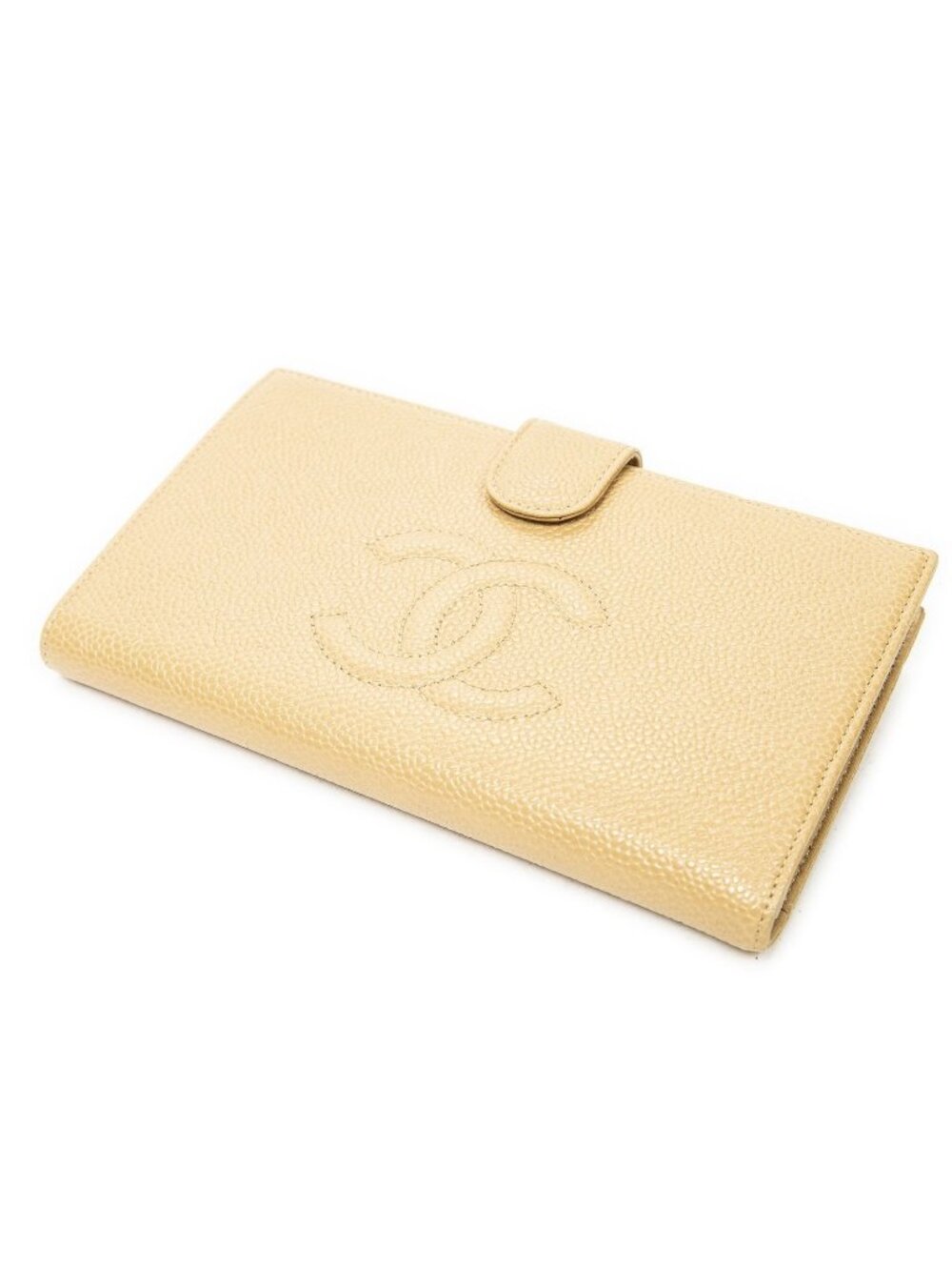 Chanel Timeless Bi Foldlong Wallet Beige Caviarleather